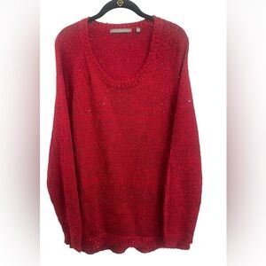 Ny Collection Red Sequin Pullover Knit Sweater Sz(XL)